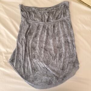 Free People Strapless Top Medium Gray Butterfly Print Boho Tube Top